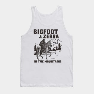 Bigfoot And Zebra In The Mountains Tank Top